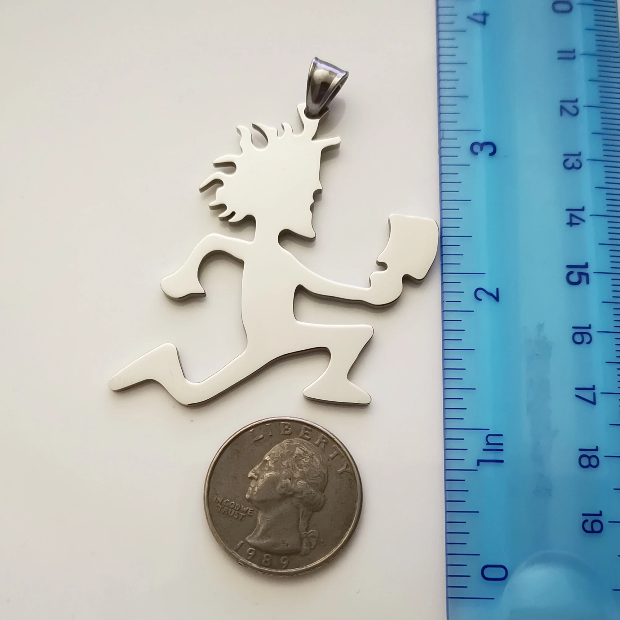 Polished 2 INCH TALL Classic Hatchetman  Pendant INSANE CLOWN POSSE Charms Stainless Steel Hatchet ICP  Necklace rolo chain 24'' 3