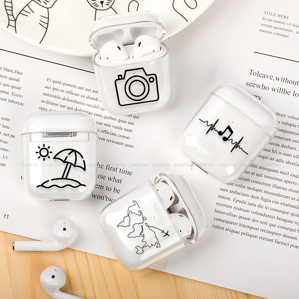 Прозрачный чехол CASPTM для наушников Apple AirPods 2 с мультяшным самолетом жесткий