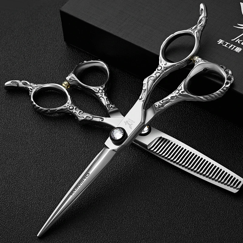 Ciseaux De Coiffure Professionnels En Acier Japonais 5 5 6 0 Ensemble De Ciseaux De Barbier Professionnels Pour Coupe De Cheveux Aliexpress