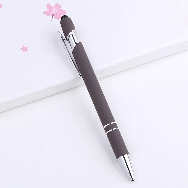 Grey1Pc Хрустальный Стилус Шариковая ручка персонализированный Алмазный Металл Роскошные стилусы для сенсорных экранов школьные офисные стационарные подарки с логотипом на заказ - Цвет: Grey1Pc
