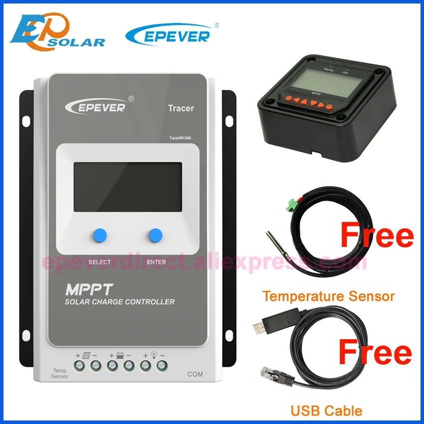 Automático de Alta Epever Tracer Mppt 20a 10a Carregador Solar Controlador Lcd 12v24v Eficiência Regulador 4210an 3210an 2210an 40a 30a
