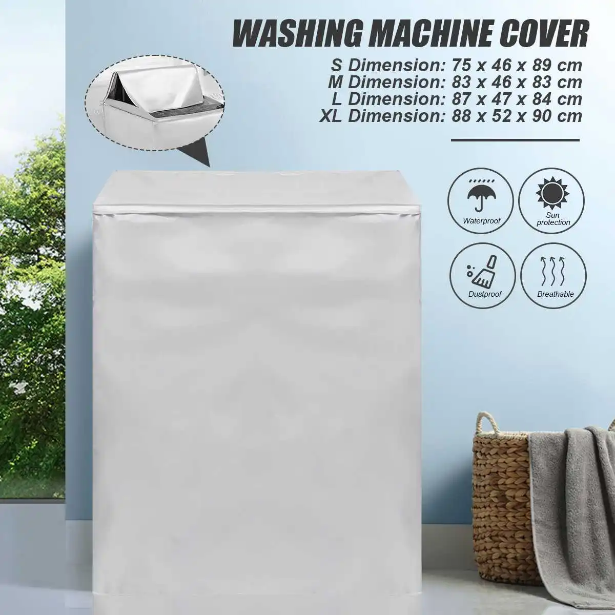 Mudacun Polyester Washing Machine Cover Dust Proof Cover Waterproof Case for Washing Machine 1Pc 