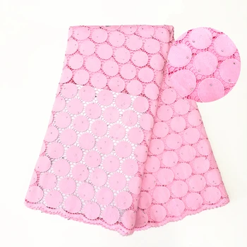 

2019 Latest Guipure Lace Cord Lace Embroiderey French African Cord Lace With a stone Fabric High Quality Nigeria Lace Fabric For