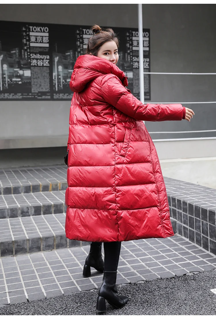 2019 80% белая куртка на утином пуху Женская Толстая Длинная зимняя куртка с капюшоном Корейская женская куртка-пуховик Doudoune Femme