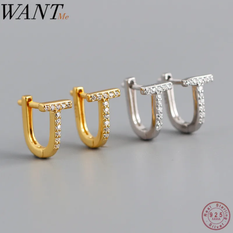 

Женские U-образные серьги-гвоздики WANTME, серьги из настоящего серебра 925 пробы в минималистическом стиле с буквами т, ювелирные изделия для вечевечерние НКИ в честь Дня Рождения