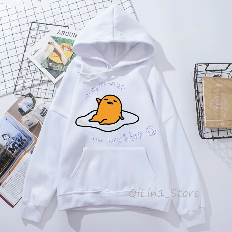 Милые толстовки для женщин Kawaii Мультфильм Gudetama ленивый яичный желток принт Забавный балахон женщина Графический Hoody дамы шляпа Толстовка sudaderas - Цвет: 81723M