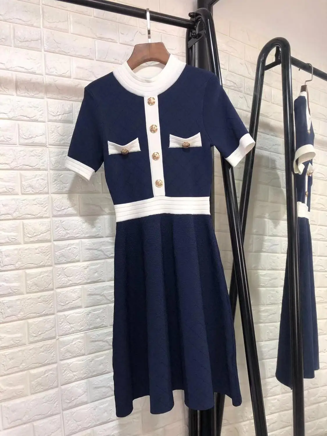 ^*Best Offers New 2019 autumn winter womens sexy turtleneck knit sweater dress single breasted short sleeve a line brand dresses black blue