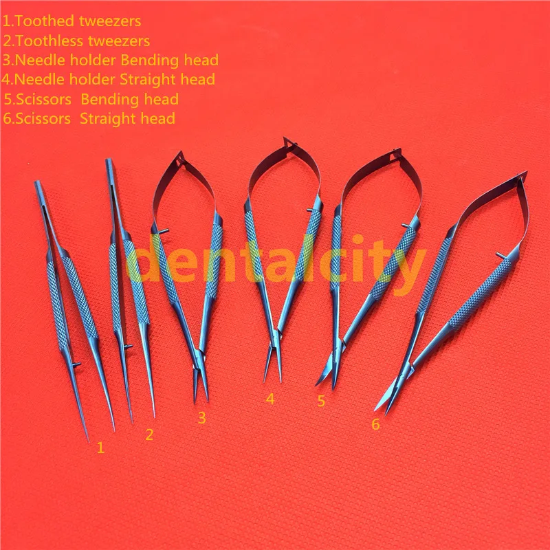 

14cm Titanium Ophthalmic Surgical Instruments Dental Instruments Scissors+Needle Holders +Tweezers Surgical tools