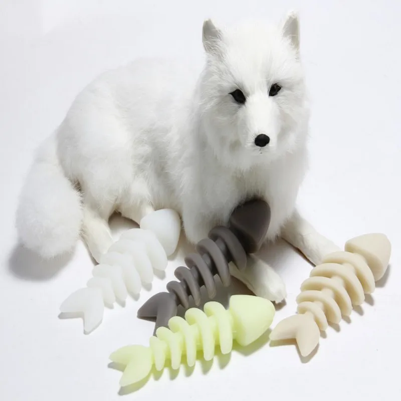 Светящаяся рыба Жевательная кость игрушки кошка силиконовая игрушка укусы устойчивы для зубов-моляров игрушка для домашних животных