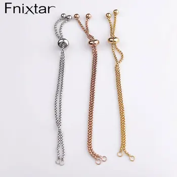 

Fnixtar 20Pcs/Lot Adjustable Stainless Steel Box Chain Slider Extender Chain Jewelry Findings For DIY Jewelry Making Bracelets
