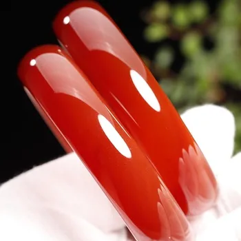 

Zheru Jewelry Natural Agate Chalcedony 54-62mm Red Bangle Elegant Princess Jewelry Best Gift