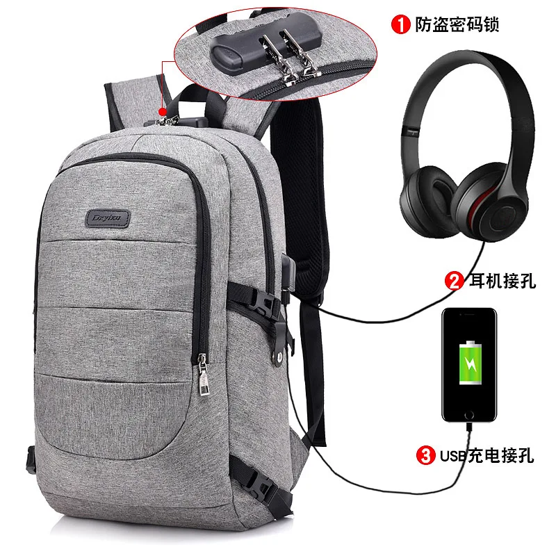 

2018 Spring New Style Men And Women Password Lock Backpack Large Capacity USB Charging Travel Anti-theft Backpack