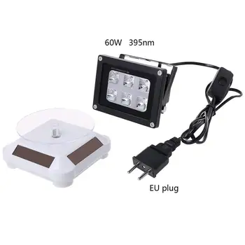 

60W 395nm UV LED Curing Light Lamp Solar Powered Rotary Display Stand Turntable Kit for SLA DLP 3D Printer Parts Accessories