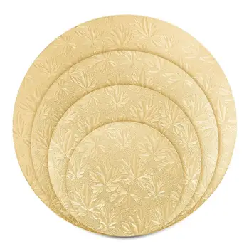 

4PCS Round Cake Boards Sturdy Round Cake Circle Base Tray with 3 Cake Scrapers 6 inches 8 inches 10 inches and 12 inches (Gold)