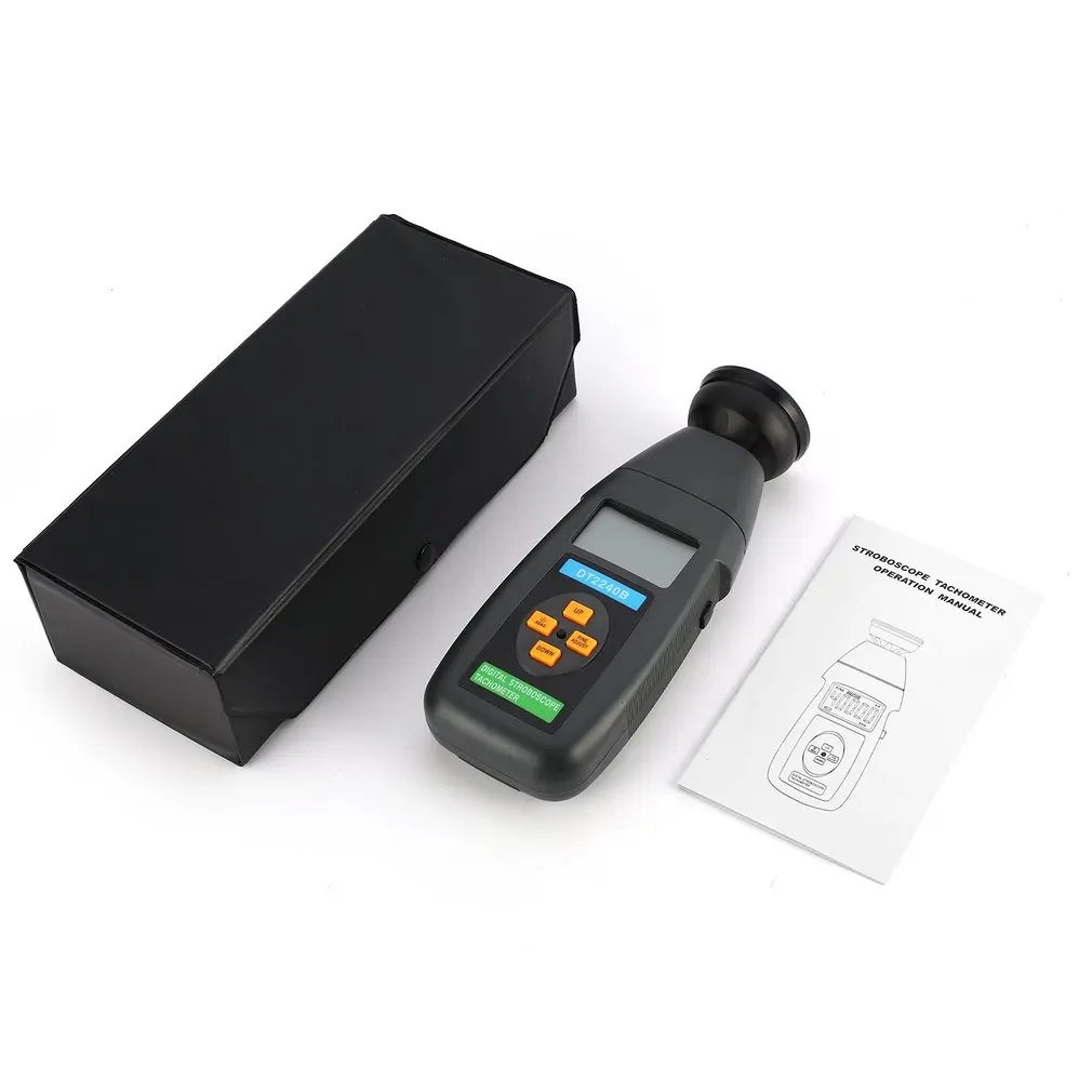 

Dropshipping DT2240B Digital LCD Non-Contact Flash Stroboscope Tachometer Photoelectric Revolution Meter Speedometer 60~40000RPM