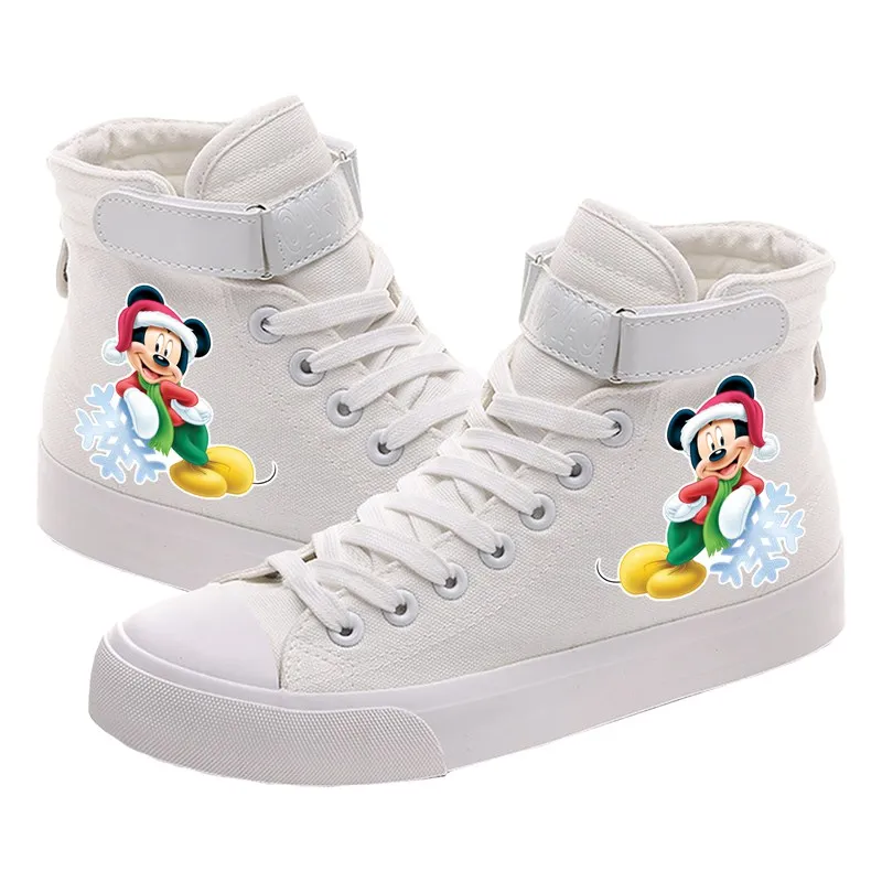 Merry Christmas Cute Mouse Printed Canvas Shoes Cozy Sneakers - Цвет: as the picture