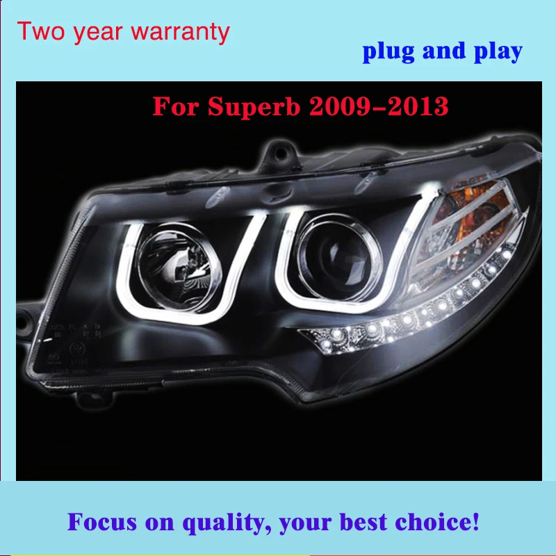 Автомобильный Стайлинг для Skoda Superb фары 2009-2013 Superb светодиодный фары DRL Объектив двойной луч H7 Ксеноновые Биксеноновые линзы