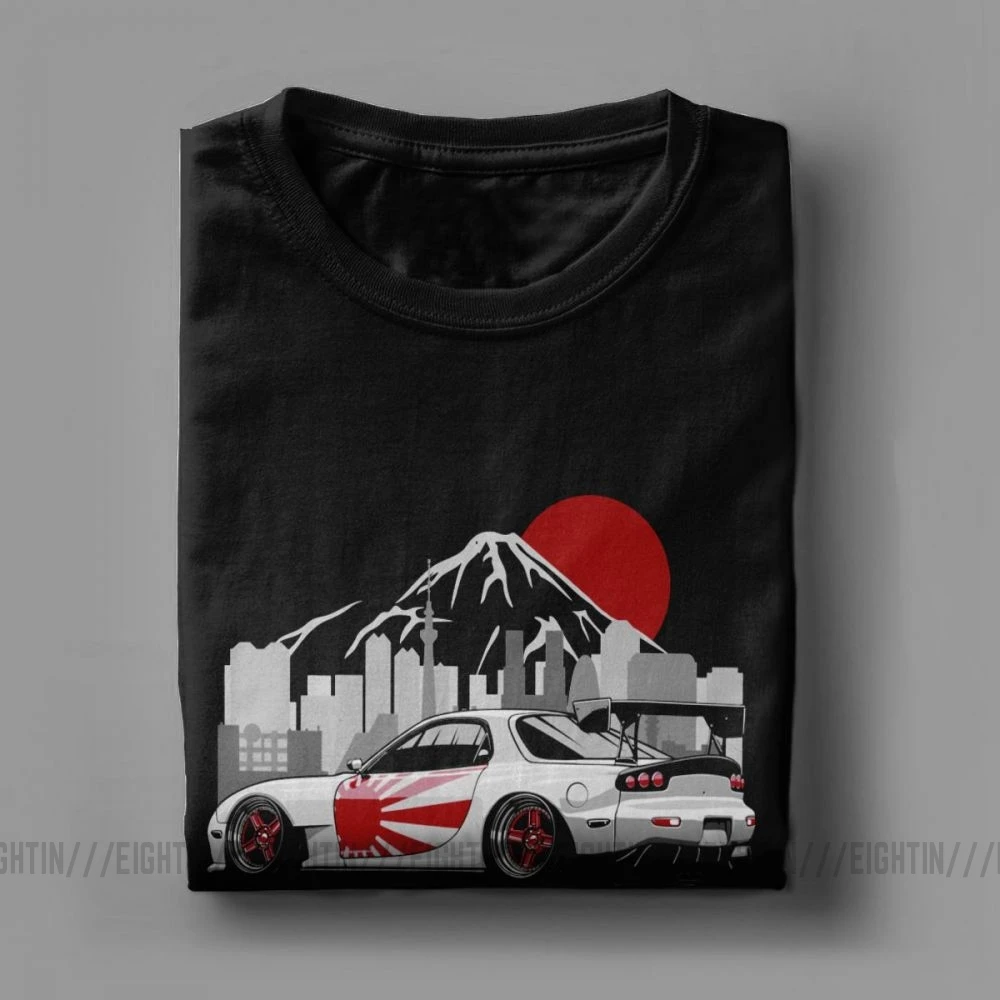 Najtaniej Męskie RX7 JDM t shirty japońskie samochody Sportcar Engine t shirty unikalne wokół szyi koszule z krótkimi rękawami oczyszczona bawełna Tee Shirt