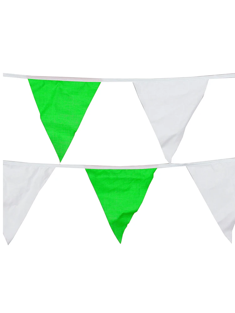 Зеленый и белый 40 м 100 флаги шелковые тканевые флаги из материи для флагов Свадебная вечеринка декоративная Растяжка домашний свадебный душ гирлянда из ткани