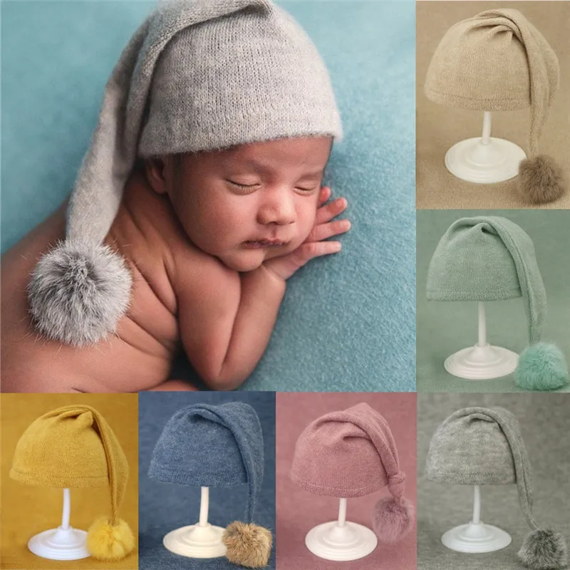 New Newborn Photography Prop Baby Photo Studio Photography Props Knit Fur Ball Newborn Hat Accessories Bebe Cap Beanie Gift handmade fotografia props for bebe flower clothes accessories costume prop accessories new born photography props jumsuit