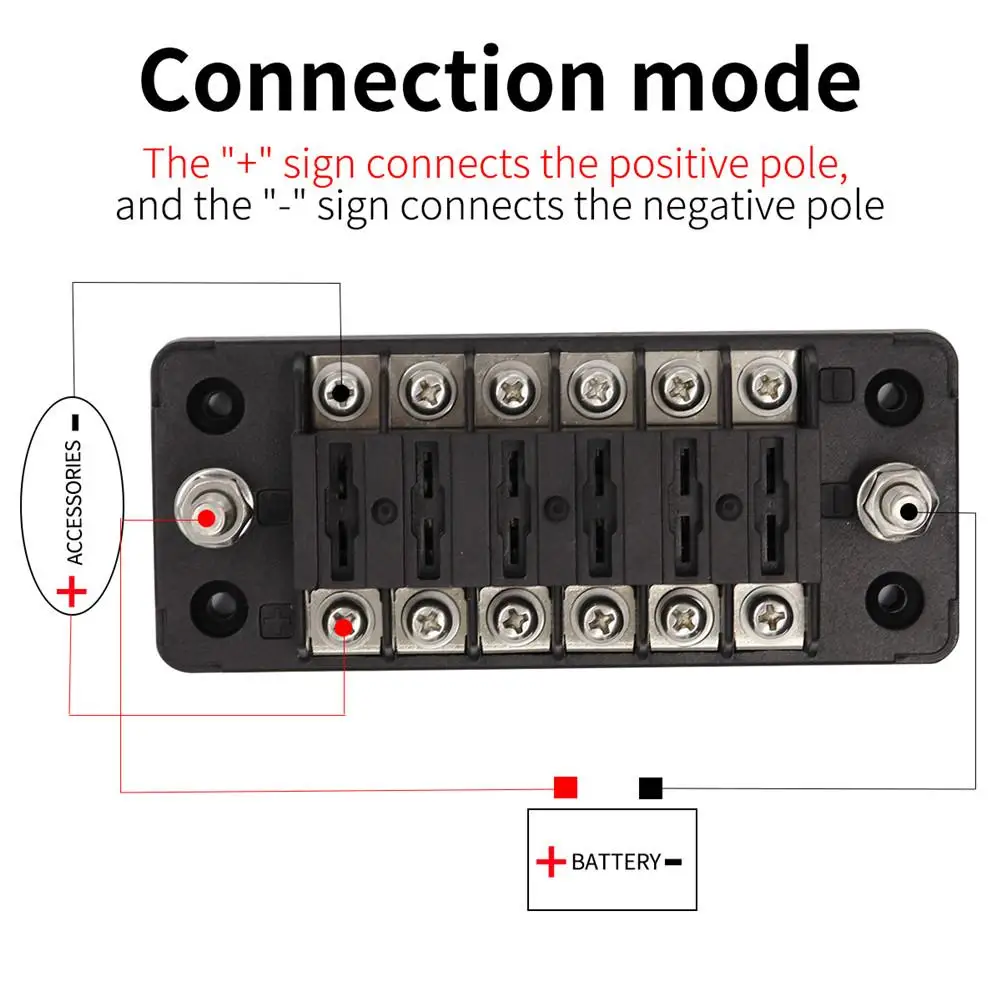 6-Way блок предохранителей 6-Way блок предохранителей с заземлением со отрицательный автобус защита Cove Никель пластина для автомобиля, мотоцикла, морской катер