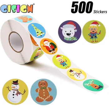 500pcs חמוד חג המולד מדבקת חותם תוויות מדבקות מחשב נייד דפוס קריקטורה עמיד למים מדבקת גמול לילדים ילדי צעצועי מתנה