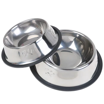 

Outdoor Dog Cat Bowls Stainless Steel Travel Footprint Feeding Feeder Water Bowl For Pet Dog Cats Puppy Food Dish