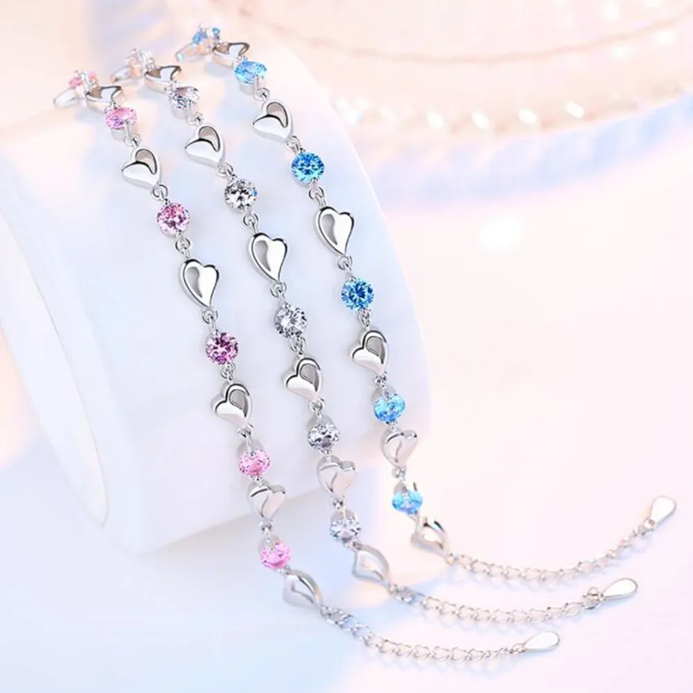 Jewelry Bracelet NEHZY 925-Sterling-Silver Retro Cubic-Zirconia-Length Colored High-Quality