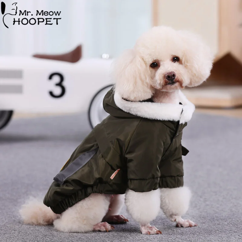 Hoopet Winter Pet Coat Dog Cat Clothes Winter Apparel Bulldog Schnauzer Corgi Warm Jacket Small Dog Jacket
