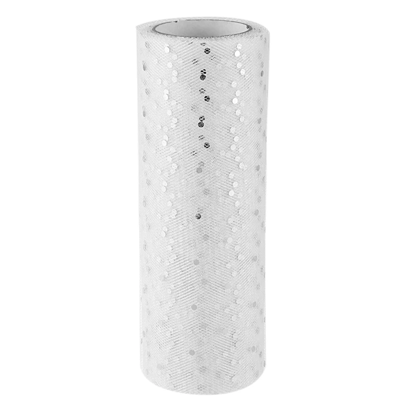 

6 Inch x 10 Yards Sparkling Sequin Tulle Fabric Rolls Tulle Rolls Polka Dot Tulle for DIY Tutu Skirt Wedding Party Decorations W