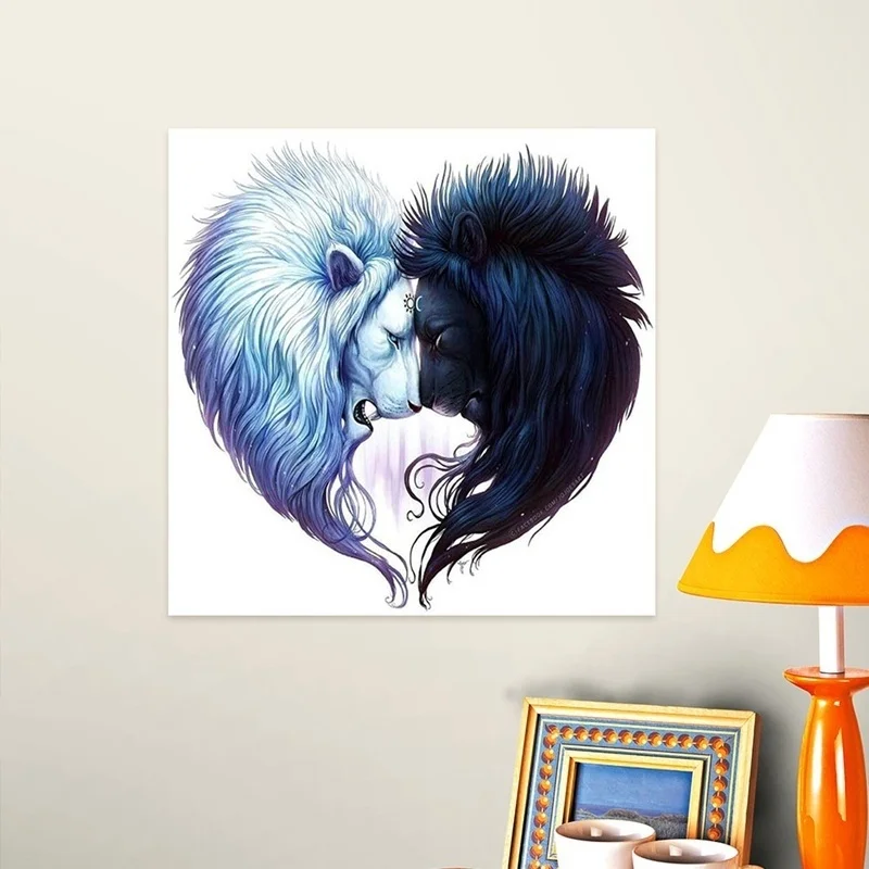 

Cross Stitch Kit Home Decor Cross Stitch Painting DIY 5D Diamond Sun and Moon Couple Wolf Embroidery Painting diamond painting