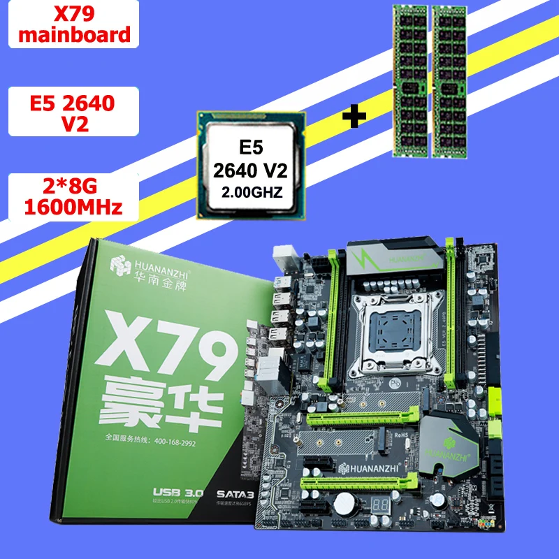 #Special Offers !!!HUANAN V2.49 X79 motherboard CPU RAM combos Xeon E5 2640 V2 CPU (2*8G)16G DDR3 RECC memorry all good tested 2 years warranty