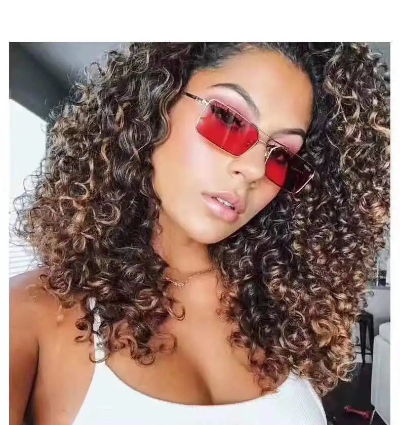 

Rectangle Sunglasses Shades Small-Lens Pink Designer Women Luxury Brand UV400 Personality