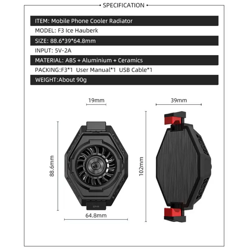 Support de ventilateur de refroidissement pour téléphone F3 Ice Armor-13