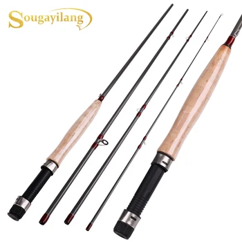 SUPER DEAL ❤️ Sougayilang Portable 4 Section Fly Fishing Rod 2.7M Line Soft Cork Handle Fly Rod Outdoor Bass Fishing Pole - discount item 42% OFF Sports & Entertainment
