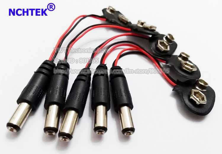 

NCHTEK 9 Volt 9V Battery Adapter for CCTV systems 9V BATTERY SNAP ON TERMINAL+2.1MM DC PLUG 9V POWER/Free shipping/100PCS
