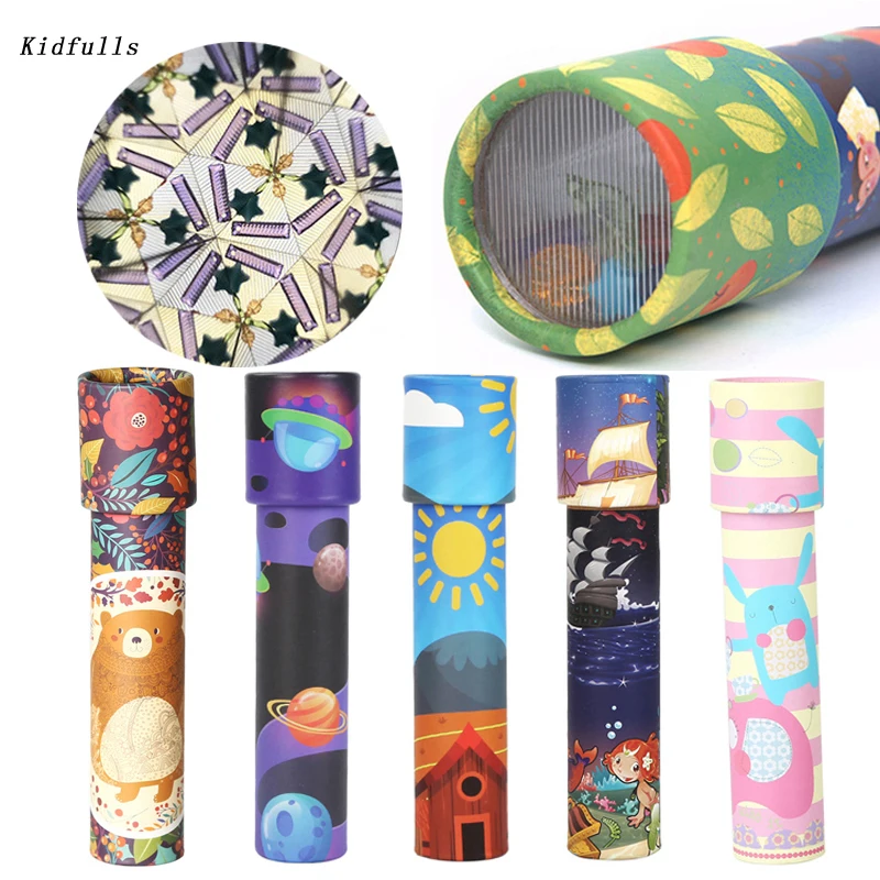 

Montessori Educational Toys for Children Early Learning Materials Kids Intelligence Rotating Kaleidoscope Colorful Lens Game