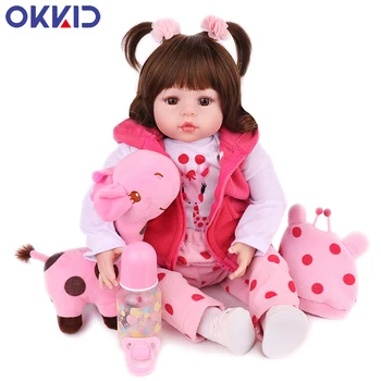 

OKKID 48CM Silicone Reborn Lifelike Toddler Baby Bonecas Kid Doll Bebes Reborn Brinquedos Soft Reborn Doll Toys For Kids Gifts