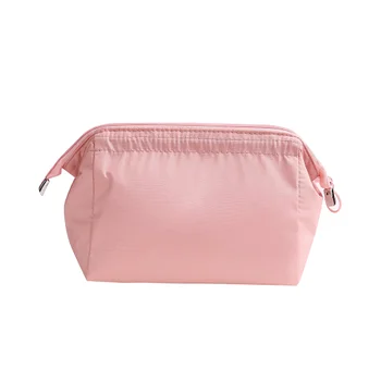 

Fashion Women Cosmetic Bag Solid Color Makeup Bag Portable Travel Multipurpose Storage Bag Black Gray