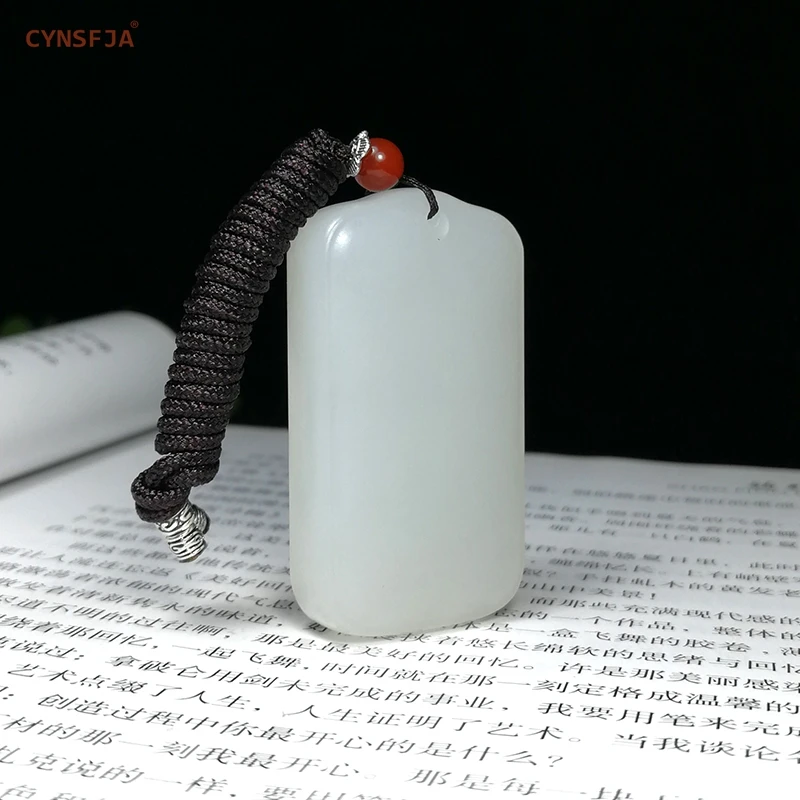 

CYNSFJA Real Rare Certified Natural Hetian Jade Nephrite Amulets Peace Jade Pendant Necklace Hand Carved High Quality Best Gifts