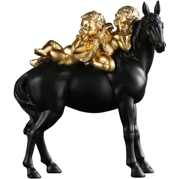 

Creative Home Study Ornament Golden Angel on Horseback Craft Ornament Home Decor