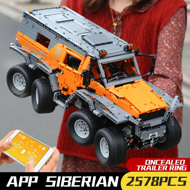 Yeshin 23011 Technic Car The MOC Avtoros Shaman 8x8 Набор внедорожников приложение управление Модель автомобиля строительный блок Рождественский подарок