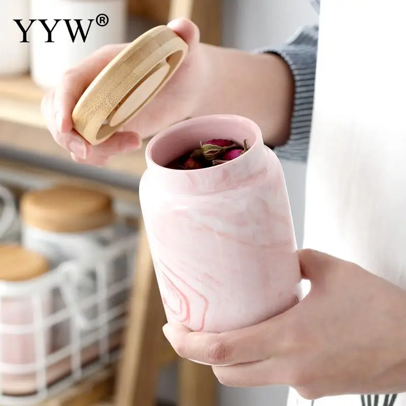 Kitchen Jars Storage Bottles Nordic Kitchen Sorting Food Storage Container Grains Nut Cans For Storage Marble Ceramic Sugar Bowl