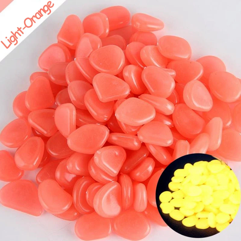 Light Orange 50/100 шт светится в темноте камни светящиеся камешки тротуара камни внутренний наружный Декор светящийся камешек дорожка для Патио газон украшения - Цвет: Light Orange