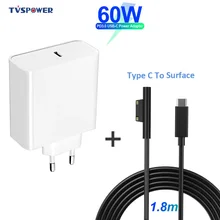 PD Тип usb C Зарядное устройство для microsoft Surface Pro 6/5/4/3 Go книга планшет совместим 15 V/12 V 4A 3A 2.58A 65W 44W PD кабель для зарядки
