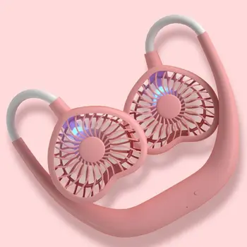 

Love Heart Shaped Lazy Hanging Neck Fan Portable USB Charging Cooling Fan Luminous Silent Air Cooler for Outdoor Sports