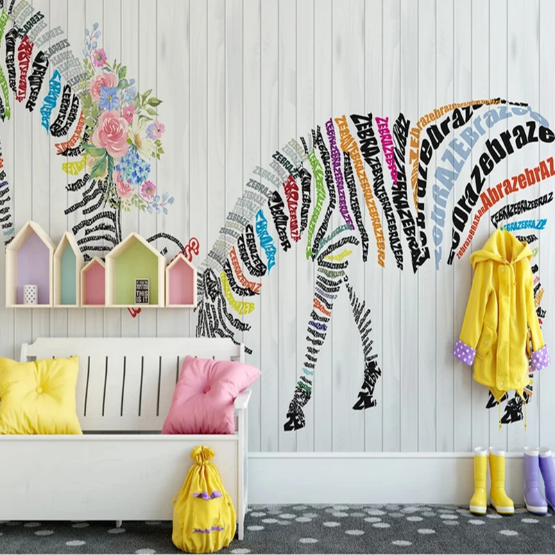 

Wallpaper Home Decoration Abstract 3d English Zebra Flower Wall Mural
