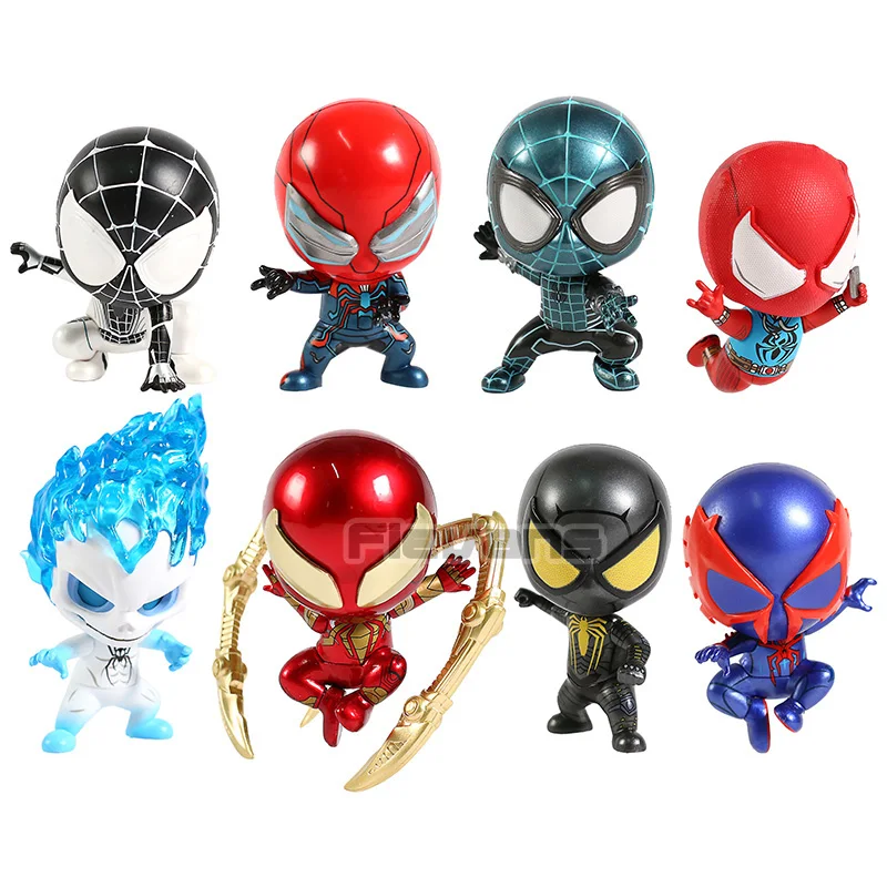 

Cosbaby Spiderman Anti-ock Scarlet Spider Iron Spider Armor 2099 Black Spirit Spider Suit Negative PVC Figure Bobble Head Doll