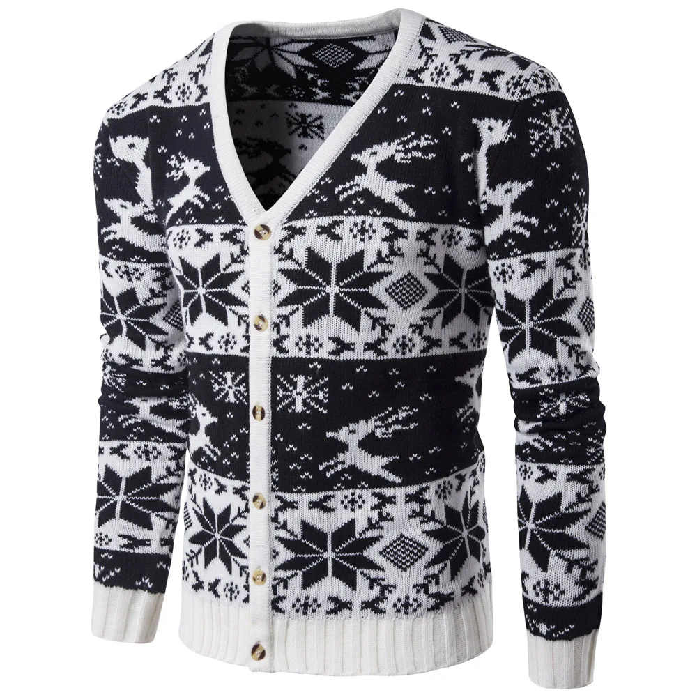 

AliExpress Autumn And Winter Foreign Trade Sweater Men's Christmas New Style Europe And America Mixed Colors Deer Base Knit V-ne