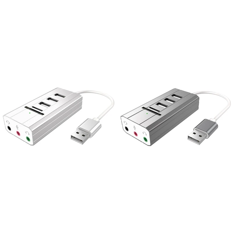 Внешний 3 5 мм вывода USB 2 0 Звуковая карта с Порты и разъёмы usb-хаб TF/SD кард-ридер
